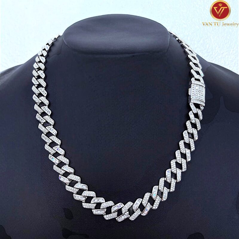 dây chuyền cuban (bạc s925)phủ vàng trắng cao cấp 374799