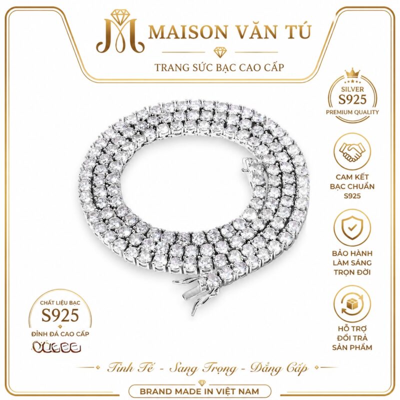 dây chuyền full đá 6-5-4(mm) dạng ôm cổ phủ vàng trắng 18k  73727