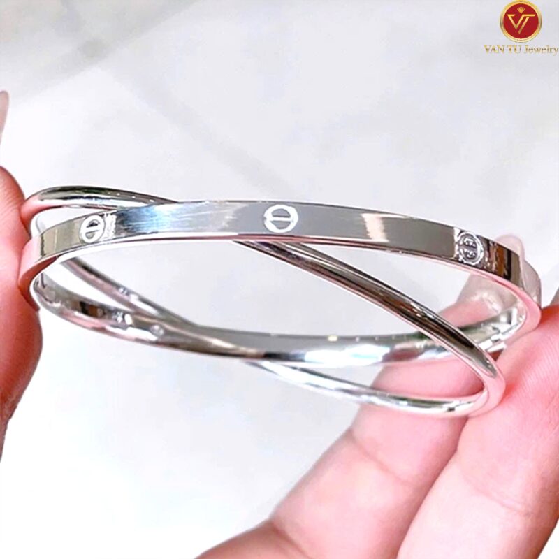 Vòng tay đôi bạc cao cấp ( bạc s99 ) 00934