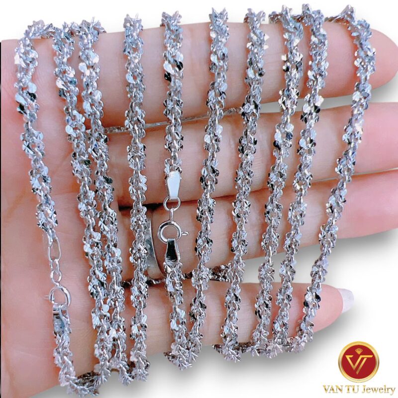 Dây chuyền bạc ý phủ vàng trắng 18k cao cấp 63631
