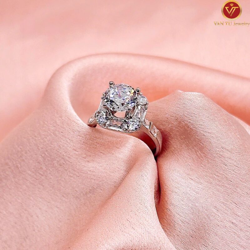 Nhẫn bạc ý cao cấp phủ vàng trắng 18k 6668