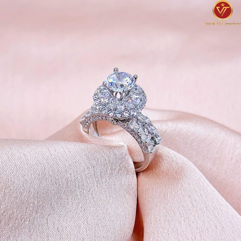 Nhẫn bạc ý cao cấp phủ vàng trắng 18k 666010