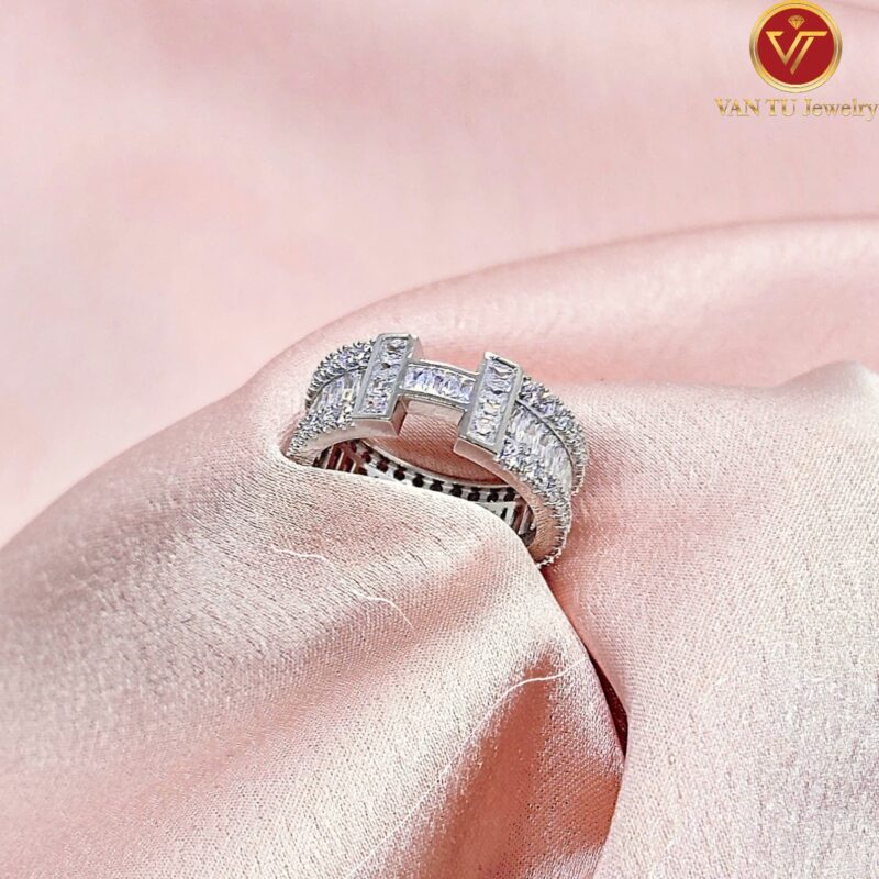 Nhẫn bạc ý cao cấp phủ vàng trắng 18k 6668