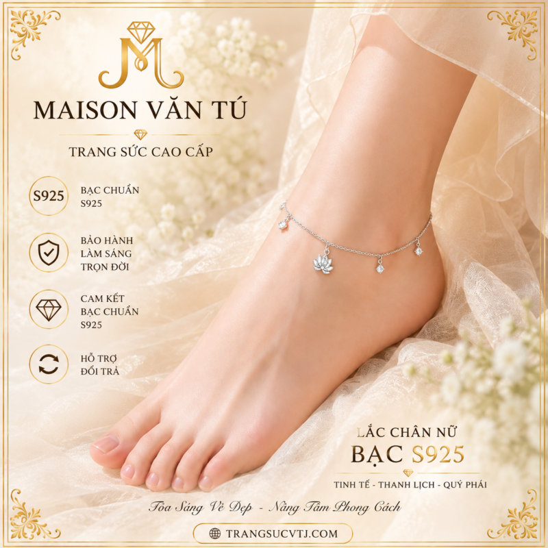 Lắc chân hoa sen bạc s925 LC8927666