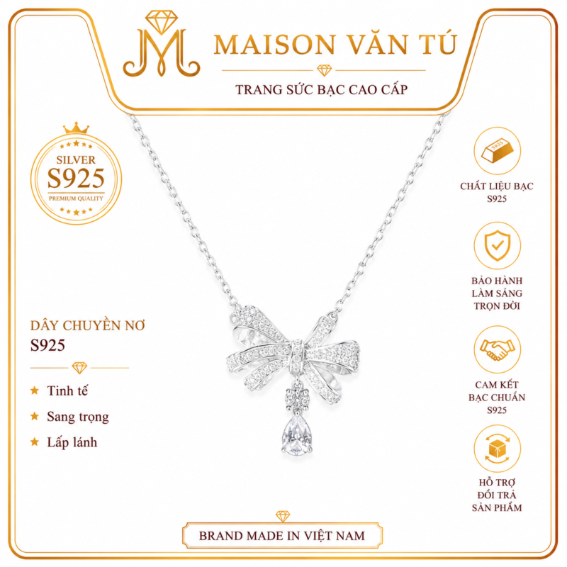 Dây liền mặt bạc ý cao cấp 82726