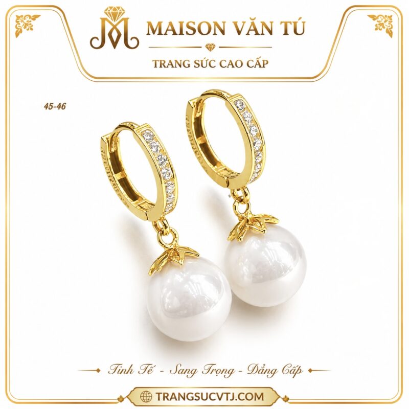 Bông tai đính ngọc trai vàng 10kara{416%}