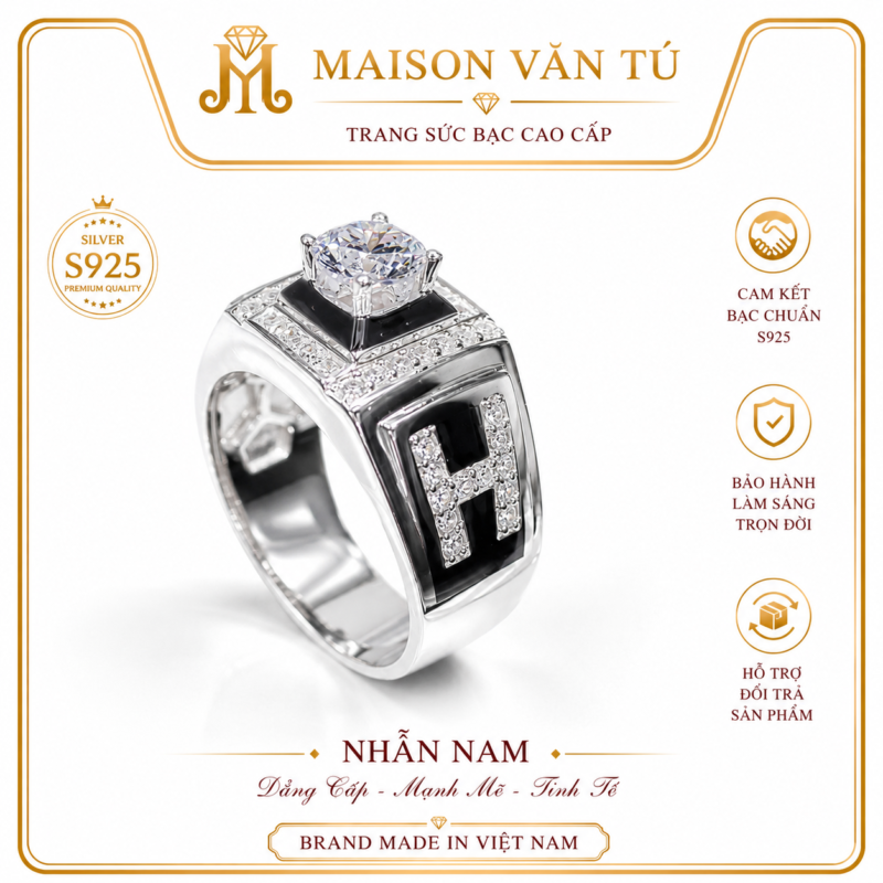 Nhẫn nam bạc cao cấp 7682000