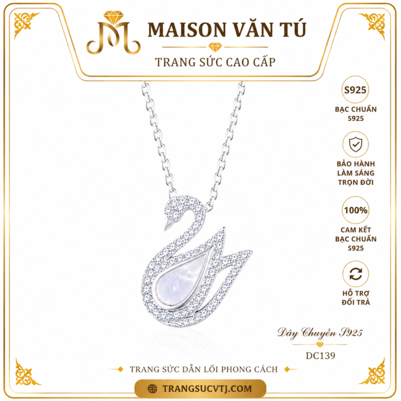 Dây chuyền thiên nga bạc s925 72688