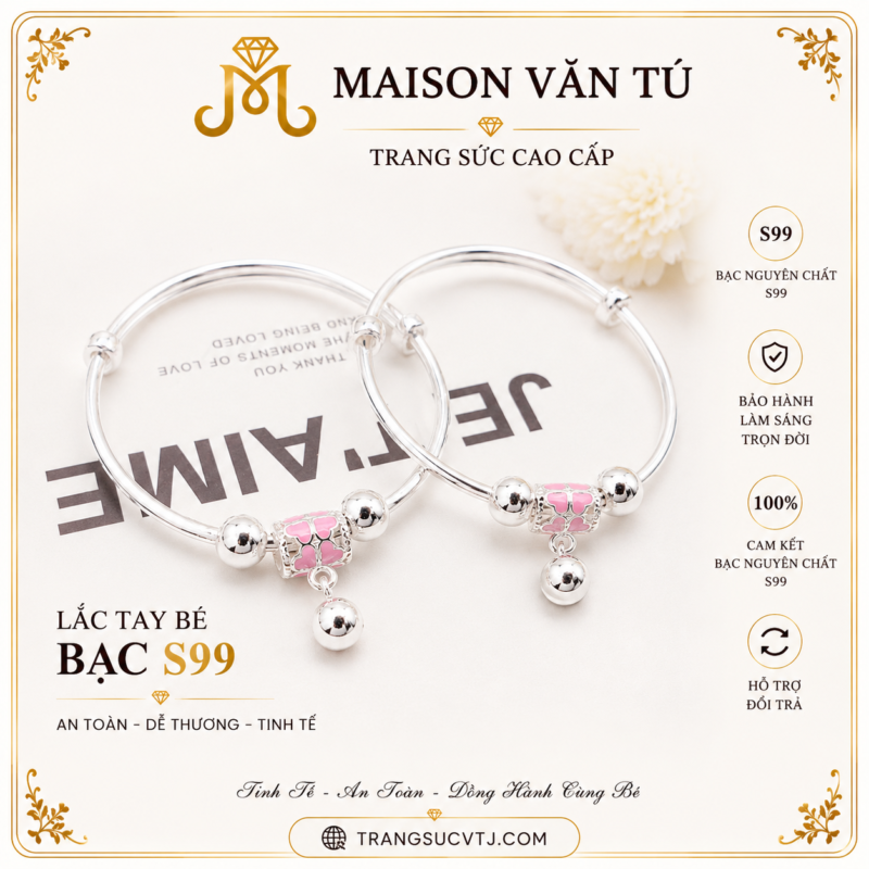 Lắc bạc nguyên chất s990 cho bé B66278