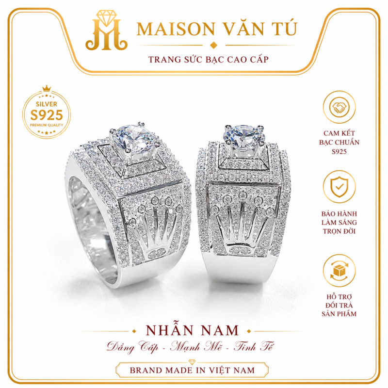 Nhẫn nam bạc cao cấp 762800