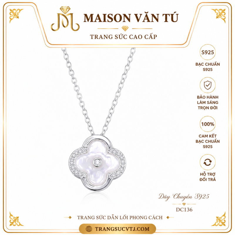 Dây chuyền 4 lá bạc s925 88770